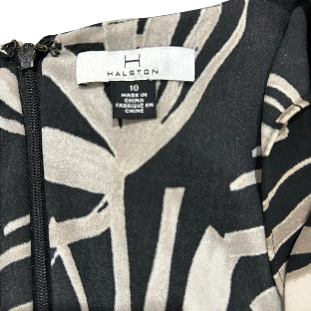 H by Halston Black and Cream Leaf Print Dress Dolman Sleeve - Picture 4 of 5